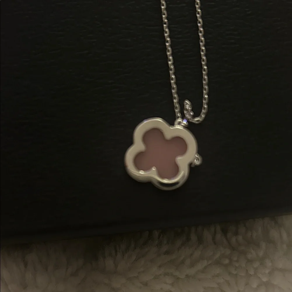 Sterling silver Pink Clover Pendant Necklace